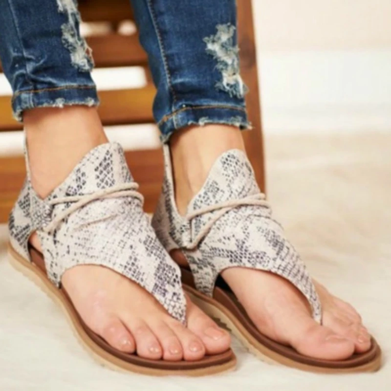 US $10.99 Summer Women Sandals Flock Platform Animal Print Flat Heel Peep Toe Fashion Casual Beach Female Ladies Shoes Zapatos De Mujer