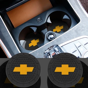 

New Emblem Car Coaster Water Cup Slot Non-Slip Mat Pad for Chevrolets Cruze Captiva Lacetti Aveo Niva Trax Onix Accessories