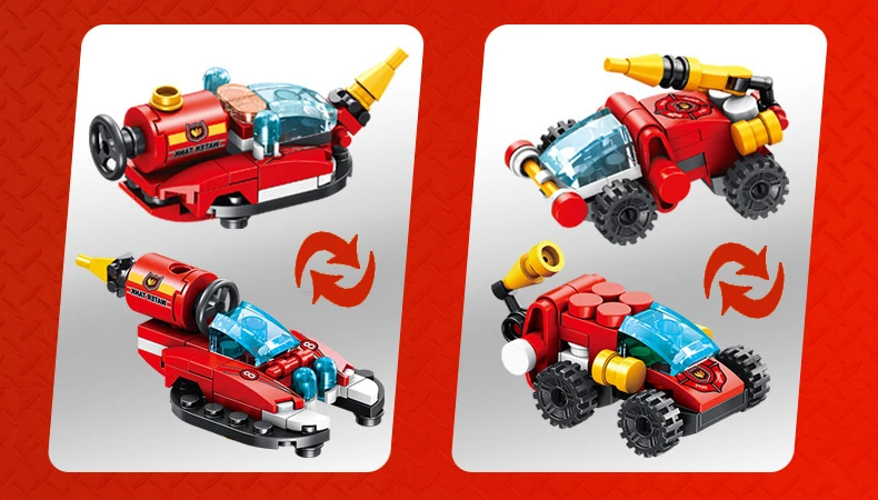 12в1 трансформация города инженерные пожарные строительные блоки для грузовиков техника сборные Кирпичи Модель мальчик подарок DIY игрушка для детей