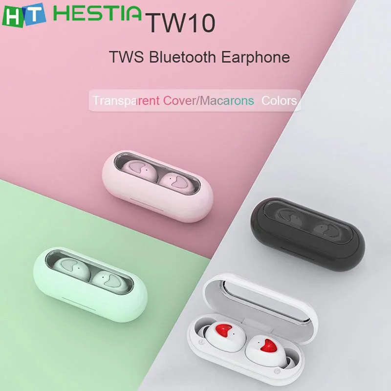 

TW10 Bluetooth 5.0 Wireless Earphone Macarons Color Stereo Music Surround Noise Cancelling Hands free Mini Ear Buds