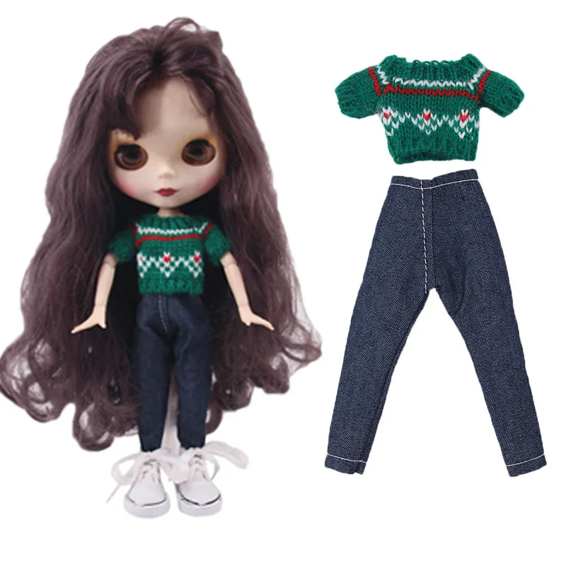 Аксессуары для кукол BJD Blyth одежда вязаный свитер джинсы Bjd 1/6 Одежда куклы фото