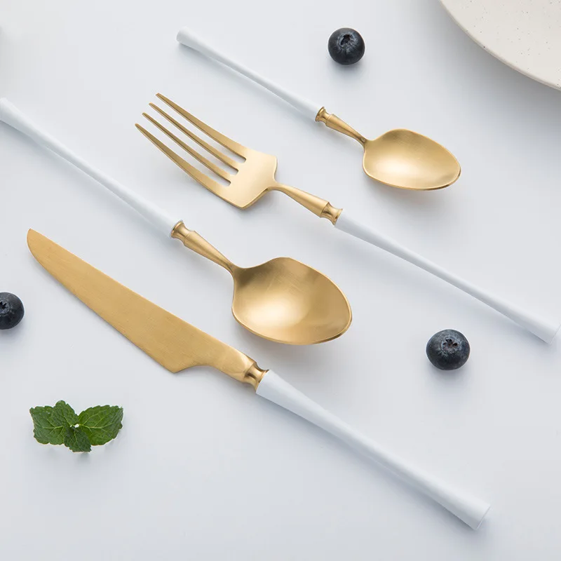 Gold Tableware Set Matte Cutlery Set 401 Stainless Steel Fork Spoon