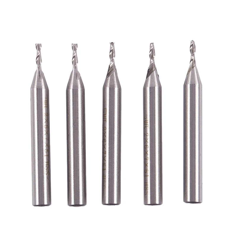 

2mm x 6mm Inch HSS-AL Straight Shank 2 Flutes End Mill Cutter 5pcs