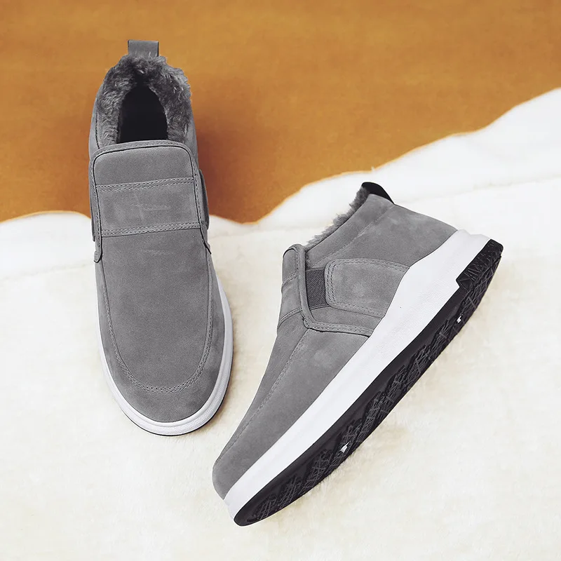 

2019 Winter MEN'S SHOES Casual plus Velvet Warm Cotton-padded Shoes Men Slip-on Lazy Snow Boots North Thick Cotton Boots
