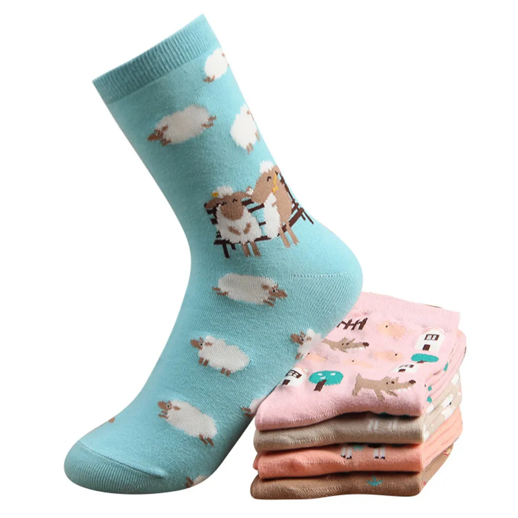 1 пара, женские зимние носки с милым животным принтом женские зимние теплые мягкие Короткие хлопковые носки