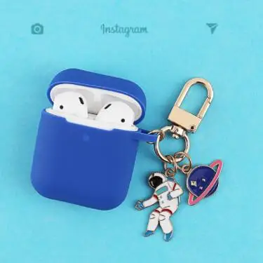 blue Мода Космический астронавт, космонавт силиконовый чехол для Apple Airpods 1 2 аксессуары чехол Защитный чехол для наушников чехол Брелок - Цвет: blue