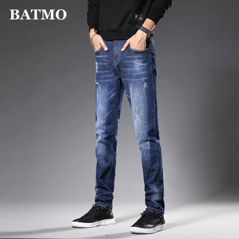Batmo Новое поступление высококачественные повседневные узкие джинсы мужские, мужские узкие брюки, обтягивающие мужские джинсы 1054