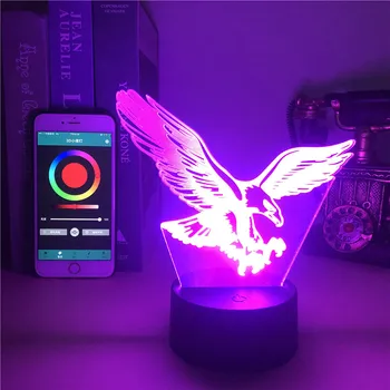 

Clock Base Table Eagle Hawk Animal Atmosphere Light Bright Base Nightlight Best Christmas with Remote Decorative Light Lamp