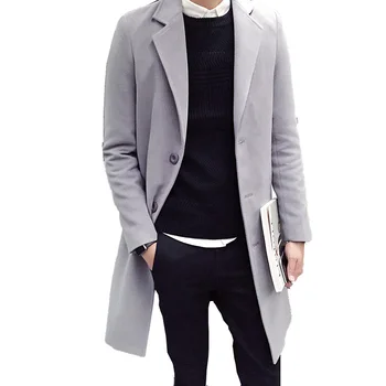 

Wool Coat Winter 2019 Men Warm Wool & Blends Mens Casual Trench Mens Solid Overcoat Male Punk Style Blends Dust Coats Jackets
