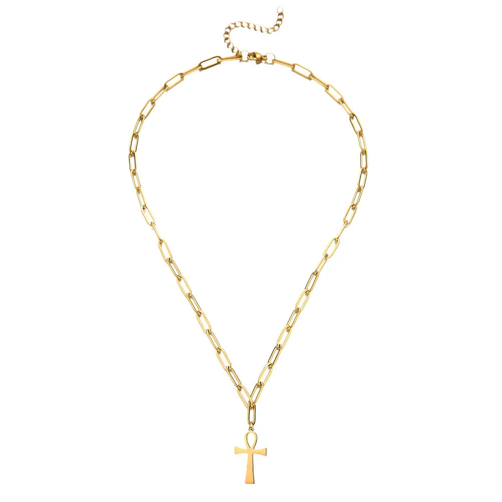 Stainless Steel Religious Egyptian Ankh Crucifix Pendant Necklaces For Woman Symbol of Life Cross Jewelry Gifts | Украшения и