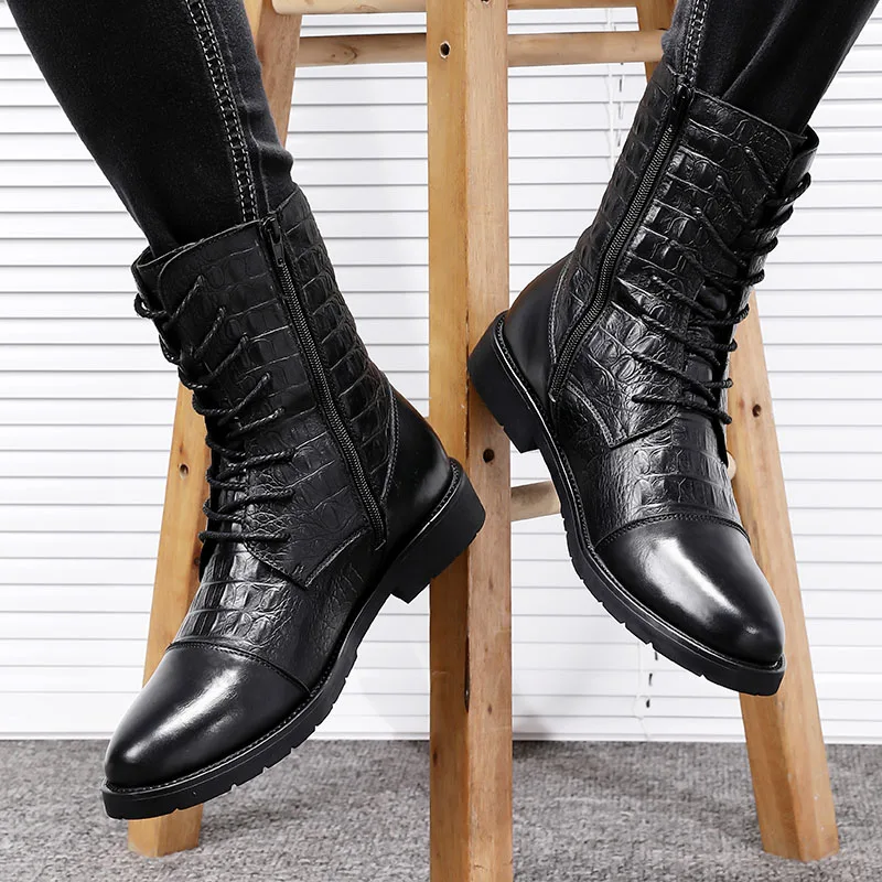 

2019 first layer of skin increased business casual Martin boots men's cotton shoes high help tool men's shoes warm snow cotton s