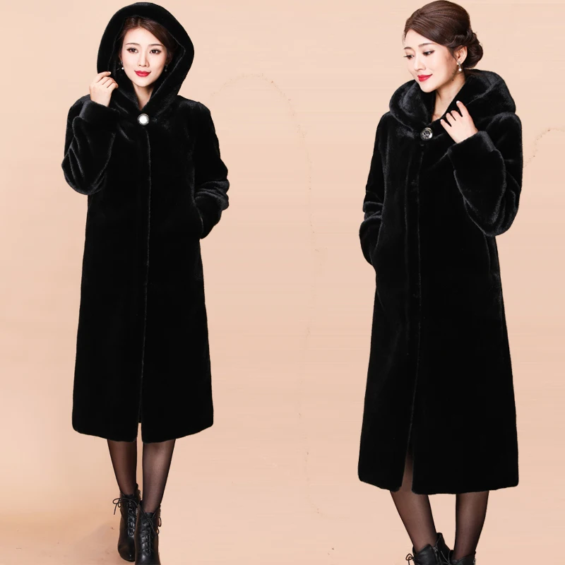 2020 Inverno Collo Di Pelliccia Sintetica In Pelle Cappotti Lunghi Allentati Cappotto Giacca Femminile Parka Donna Fourrure Femme Coniglio Visone Moda