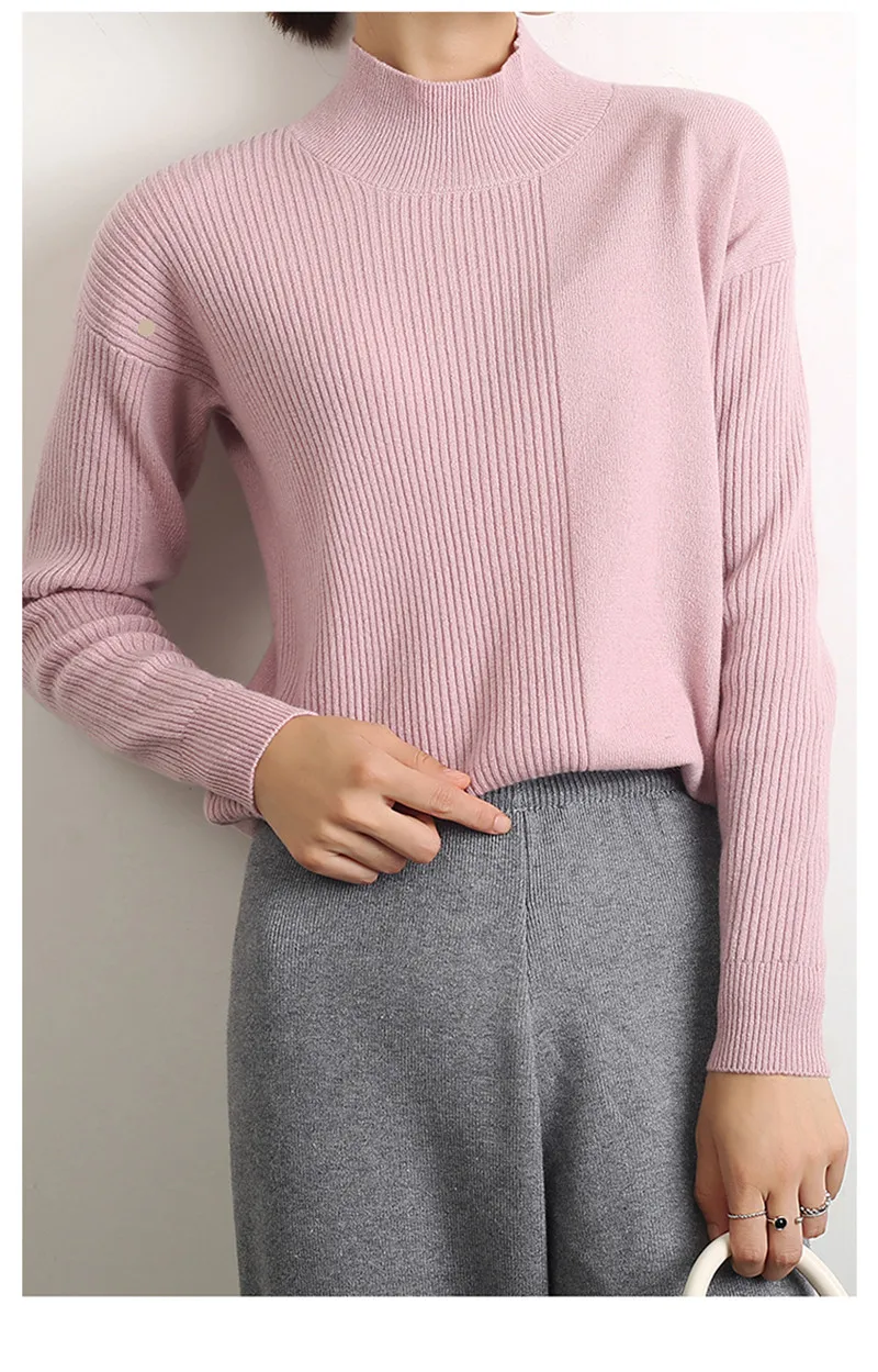 GCAROL, зимний женский минималистичный кашемировый свитер, стандартный воротник, 30% шерсть, жаккард, в полоску, сплайсированные, Джерси размера плюс, 2XL, джемпер