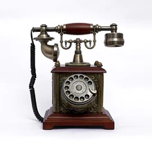 Antiguo teléfono giratorio Dial europeo Teléfono de cable vintage fijo con manos libres, auriculares colgantes para la oficina del Hotel en casa