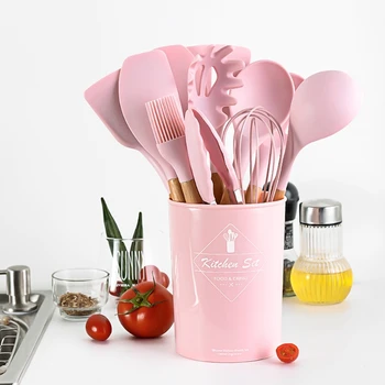 

11PCS Kitchen Cooking Tools Set Premium Silicone Kitchen Cooking Utensils Set With Storage Box Turner Tongs Spatula Soup Spoon