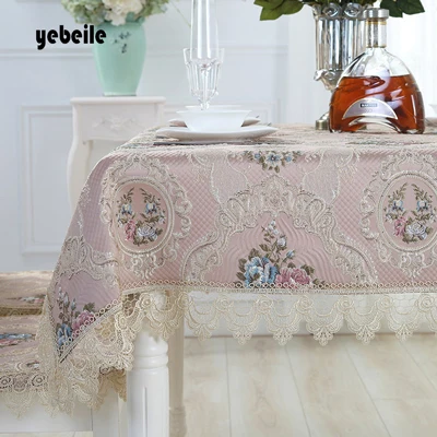 2 as picture Yebeile Европейская жаккардовая скатерть кружевная чайная скатерть и флаги покрывало с стерео принтом Классическая прямоугольная скатерть - Цвет: 2 as picture