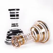 Черный/золотой полосой Печать арабский прозрачный Кальян стекло Chicha уголь для кальяна Cachimba Shisha трубы аксессуары