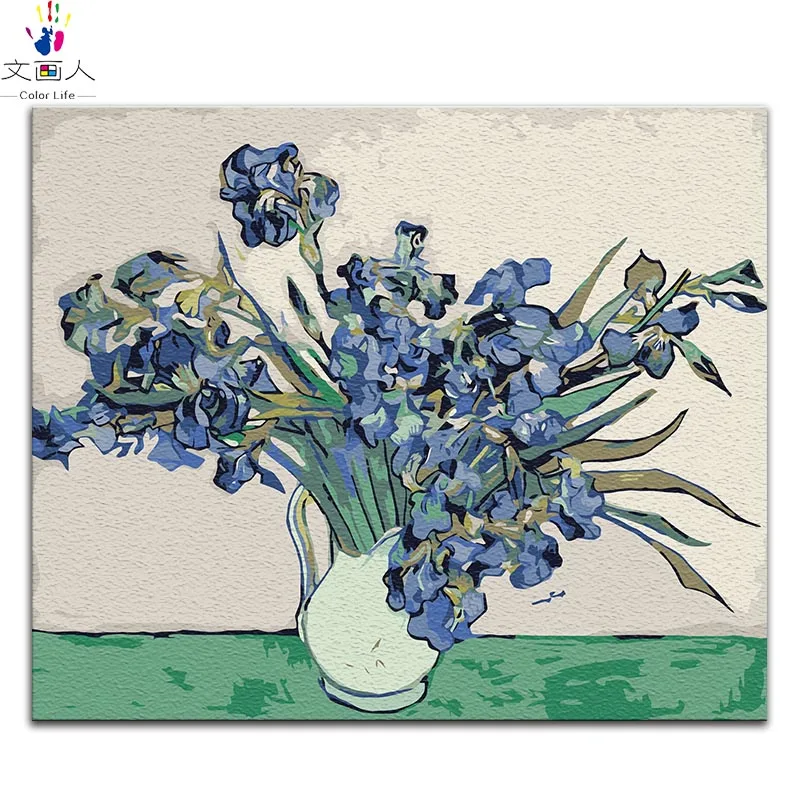 Картина «сделай сам» по номерам картины Винсента Ван Гога «Звездная ночь» Абстрактные Художественные картины по номерам с рамкой - Цвет: 60023 iris 2