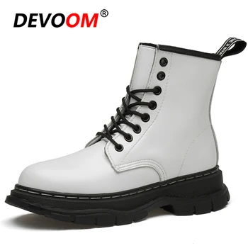 

Winter Unisex Fashion Platform Boots Leather 2020 White femmes bottes Ladies Shoes Chunky Ankle Boots Women Size 45 Botas Mujer