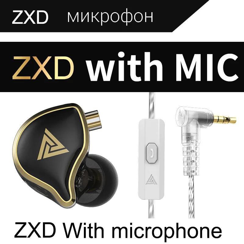 QKZ ZXD HiFi Earphone Super Bass Earbuds Music Monitor Wired Headphones With Microphone Noise Cancelling Headset Games Sports 