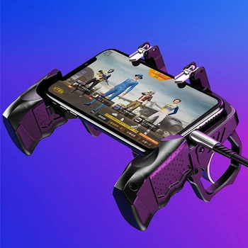 

K21 Ergonomic Shooting Mobile Phone Gamepad Four Fingers Free Fire Durable Button Metal Trigger Joystick Sensitive Universal