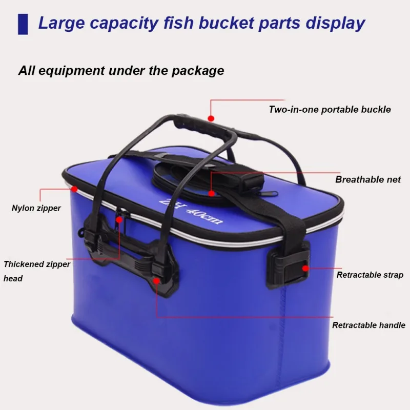 New Water Bucket Rectangular Thick Retractable Folding Portable Zipper Organizer Storage Container Accessories For Fishing Lure