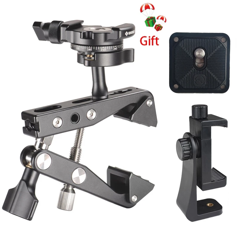 

DSLR Camera Super Clamp Double lever Adjustable with mini ballhead For Gopro Monitor smartPhone light Camera