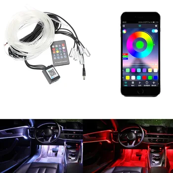 

LEEPEE RGB Car Interior Light Auto Decorative Light Car Atmosphere Lamp LED Strip Light Flexible EL Wire Remote Control