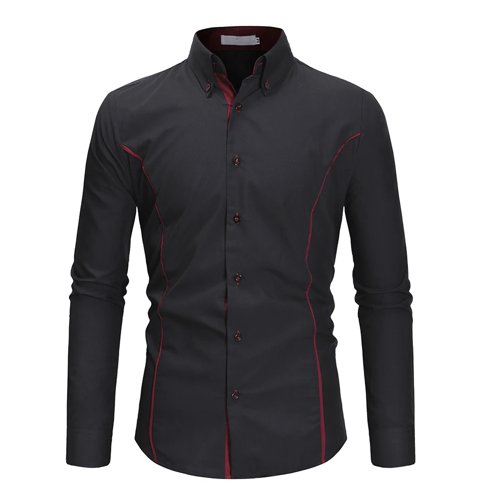 Для Мужчин's Повседневная рубашка Slim Fit Для Мужчин's Повседневное на пуговицах Рубашка мужская с длинным рукавом официальные сорочки Для мужчин мужской Костюмы