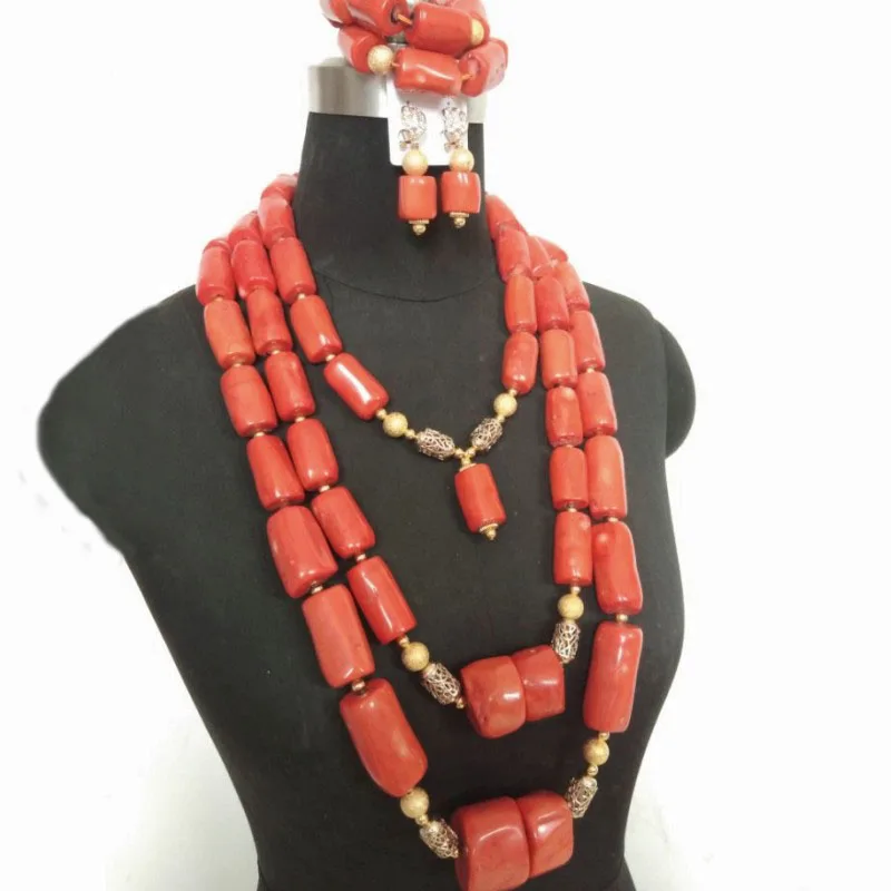Orange Color 4UJewelry 12-22 мм украшение с коралловыми бусинами в африканском стиле свадебные ожерелья для Для женщин ювелирные комплекты dubai для Нигерии Мода с великолепным дизайном - Окраска металла: Orange Color