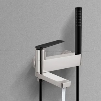 

Wire-drawn black copper cold and hot water sprinkler suit home commercial mixed water valve bathroom hand-held shower