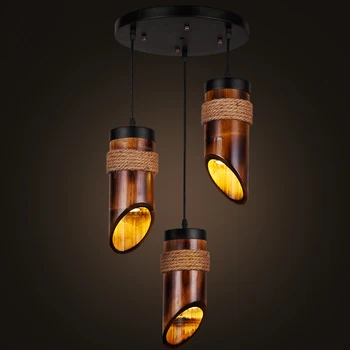 

American country Pendant Lights restaurant single headstring bamboo hanging Light nostalgic personality creativity lamps WJ507