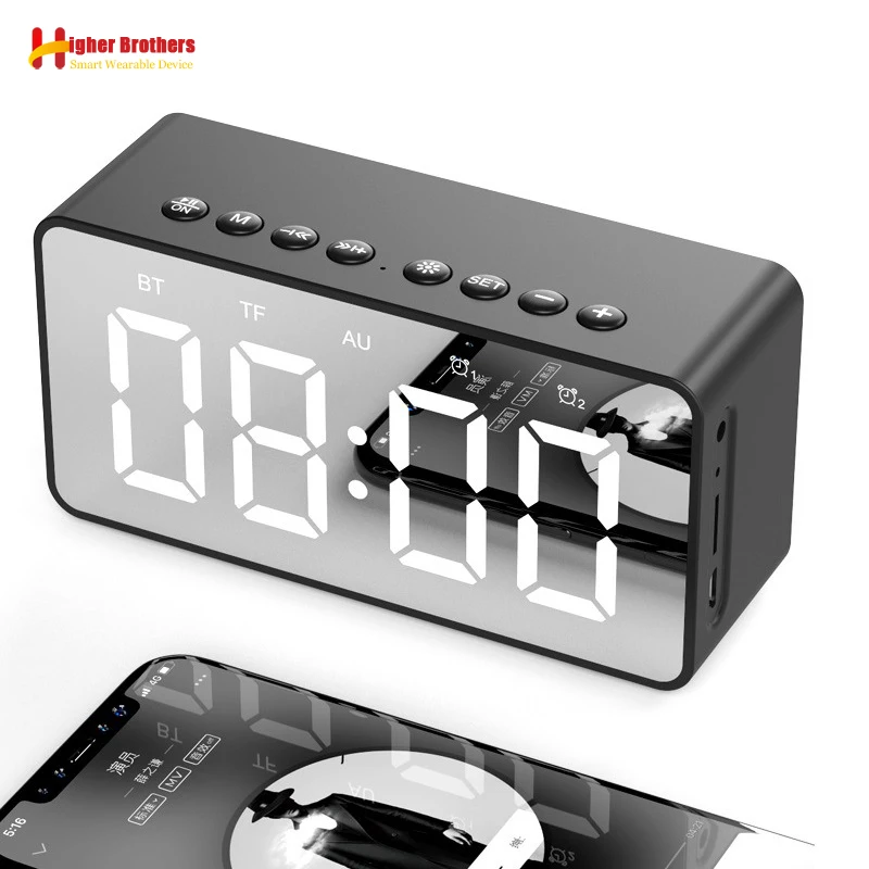 Altavoz portátil con Bluetooth, Altavoces estéreo con Subwoofer Inalámbrico Supergraves, compatible con reloj despertador con espejo auxiliar TF para teléfono y ordenador|Altavoces portátiles| - AliExpress