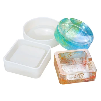 

2 Pcs Resin Crystal Epoxy DIY Pot Mold Ashtray Coaster Casting Silicone Mould Crafts Jewelry Making Tool