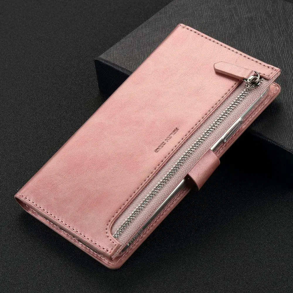 rose gold LAPOPNUT кожаный бумажник флип Монета на молнии чехол для телефона чехол для samsung Galaxy S10 S9 S8 плюс кошелек сумочка Coque Capa телефон сумка - Цвет: rose gold