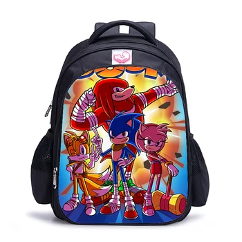 

16 inch Mario Bros Sonic the Hedgehog School Backpack for Girls Boys Orthopedic Schoolbag Backpacks Children Book Bag