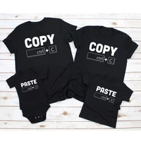 Funny Copy Paste Ctrl C Ctrl V Family Matching Tshirts Cotton Baby Bodysuits Dad T-shirt Summer Family Look Daddy and Me Outfits 1