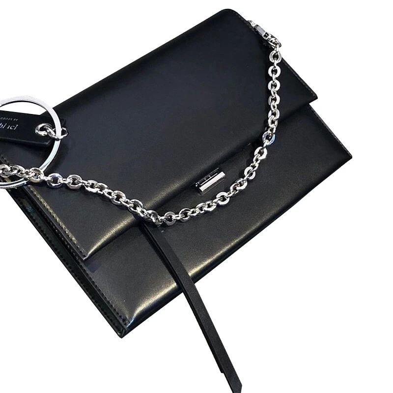 

Luxury High Quality Envelope Bag Genuine Leather 2019 New Shoulder Strap Design Chain Wild Black Crossbody Bags for Women