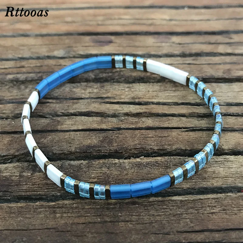 

Rttooas Handmade Bead Bracelet for Women New Fashion Simple Tila Seed Bead Bracelet Seaside Beach Bikini Jewelry Accessories