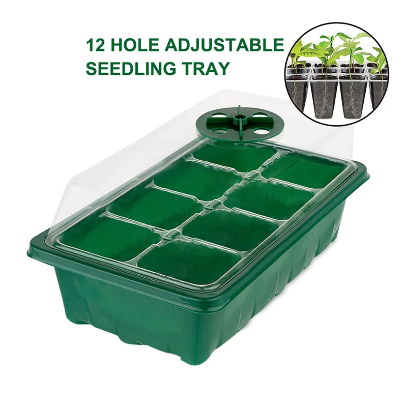 

12 Cells Hole Nursery Pots Plant Seed Box Tray Insert Seeding Case Plastic Plant Seeds Growing Box Base Garden Grow Box