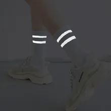 Двухполосные женские носки без пятки Светоотражающие весенние и осенние зимние ins трендовые уличные сетчатые красные мужские хлопковые носки для студентов