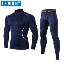 IEMUH, комплекты термобелья для мужчин, быстросохнущее, анти-микробное, стрейч, мужское термо нижнее белье, мужские теплые кальсоны, Fitnes