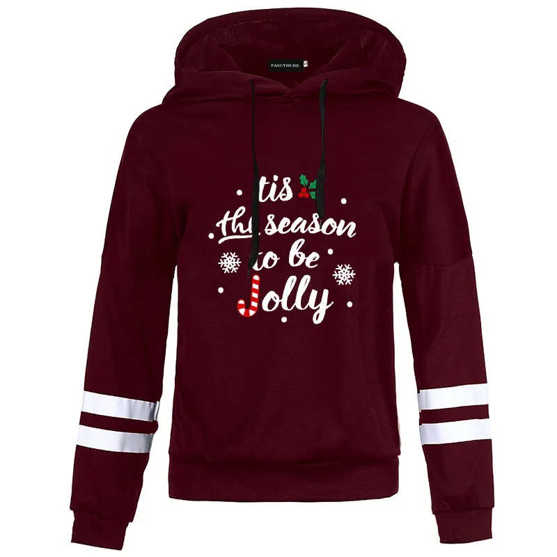 W23879BY Sudaderas de mujer, Рождественские толстовки с капюшоном, с надписью, Тис, сезон, чтобы быть веселым, Harajuku, толстовки с капюшоном, женские пуловеры с длинным рукавом - Цвет: W23879BY