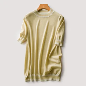 

2020 WOMEN Spring Summer new tops, temperament, commuting style, contrast color semi-high collar sheepskin