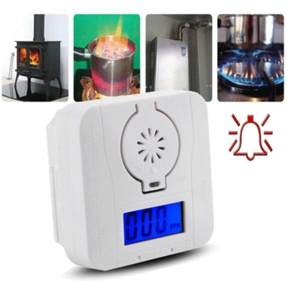 

CO Gas Sensor Detector Carbon Monoxide and Smoke Alarm Detectors Combination Warning Poisoning Gas LCD Display High Sensitive