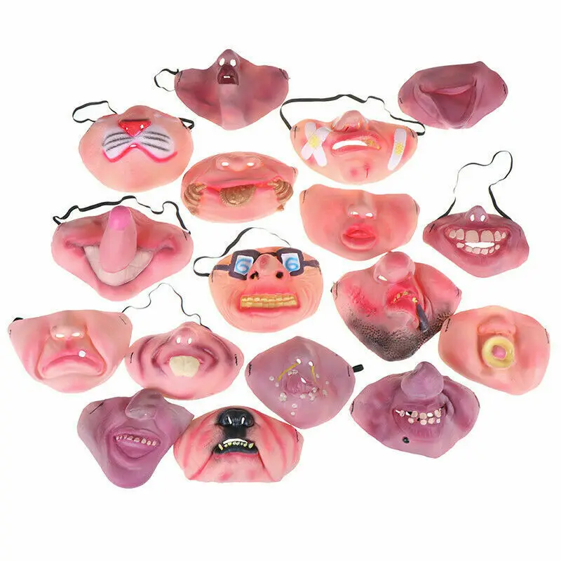 Masquerade mask full face mask half face mask game cosplay props adult clown latex half-face mask elastic band cosplay props humorous Halloween party masks