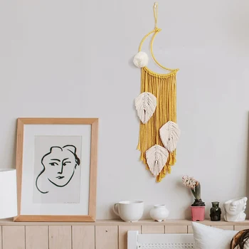 

Bohemian Chic Macrame Wall Hanging Tapestry Mandala Moon Dreamcatcher Wall Decor Boho Woven Knitted Tapestries Home Decoration