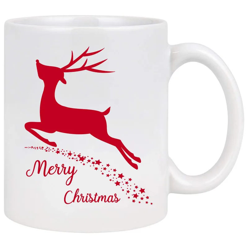 Christmas Coffee Mug Merry Cup Reindeer with Stars Holiday Decorative Best Gifts for Family Friends | Дом и сад