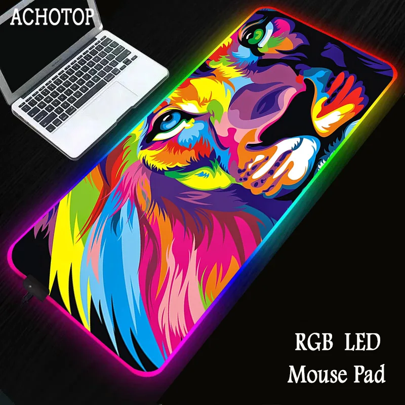 

Colorful Art RGB Gaming Large Animal Mouse Pad Gamer Led Computer Mousepad Big Mouse Mat Backlight Carpet for Keyboard Desk Mat