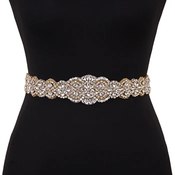 

TRiXY S161B-G Gold Rhinestone Belt Bridal Belt Diamond Sash Wedding Belt Formal Waist Belt Jewelry Belt Wedding Dress Accessory